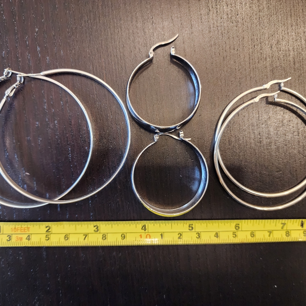 Elegant Silver Hoop Earrings Set